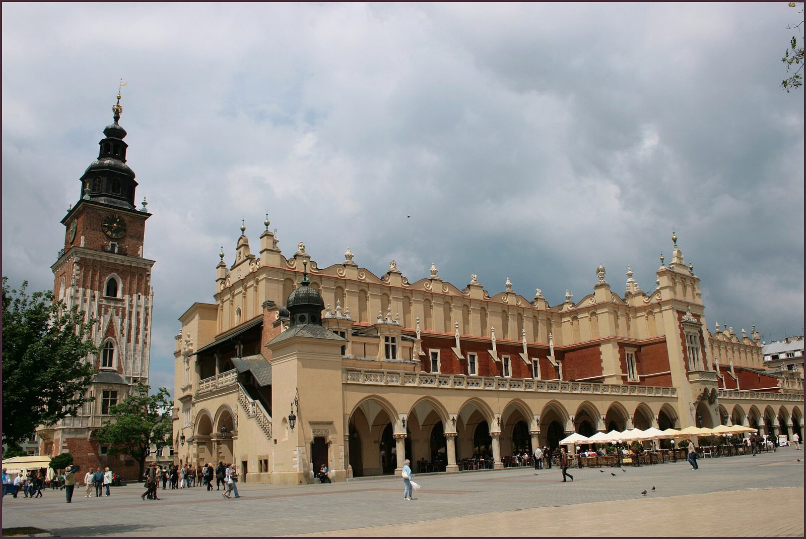 The Cloth Hall in the main market square in Krakow, its long arcaded front under a steep roof